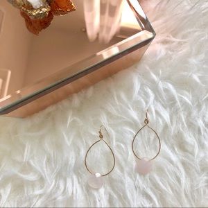 Gold Colored Rose Quartz Earrings
